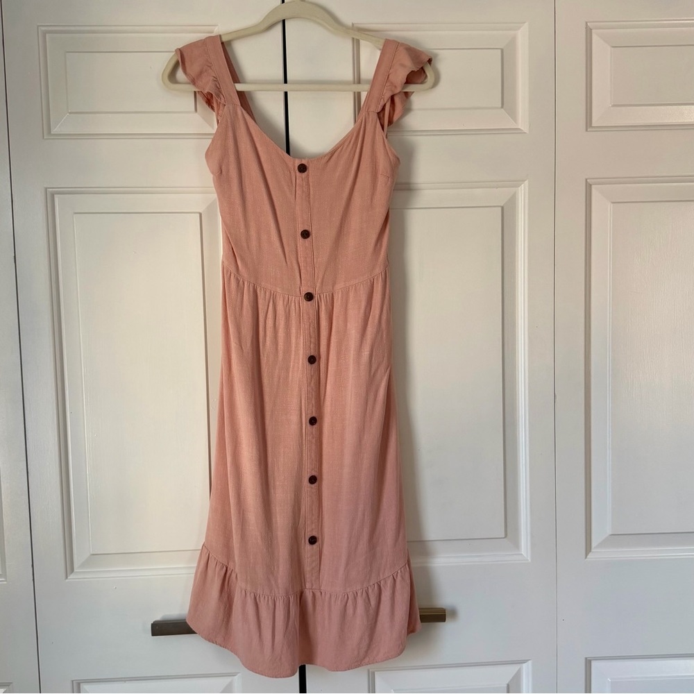 Monteau Los Angeles Blush Button Front Midi Dress Size M